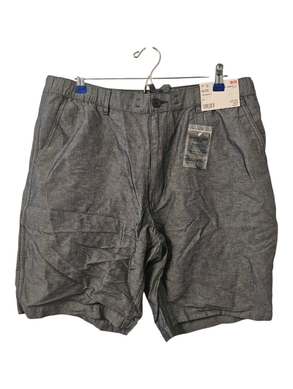 Blue Uniqlo Men's Linen-Blend Shorts